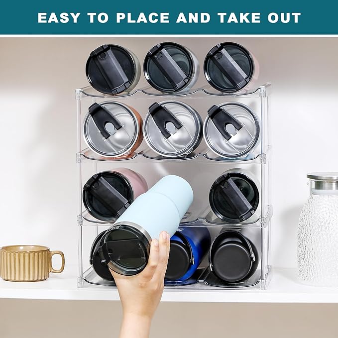 Compartment, Stackable Water Bottle Organizer Holder, 4 Tier Hold 12