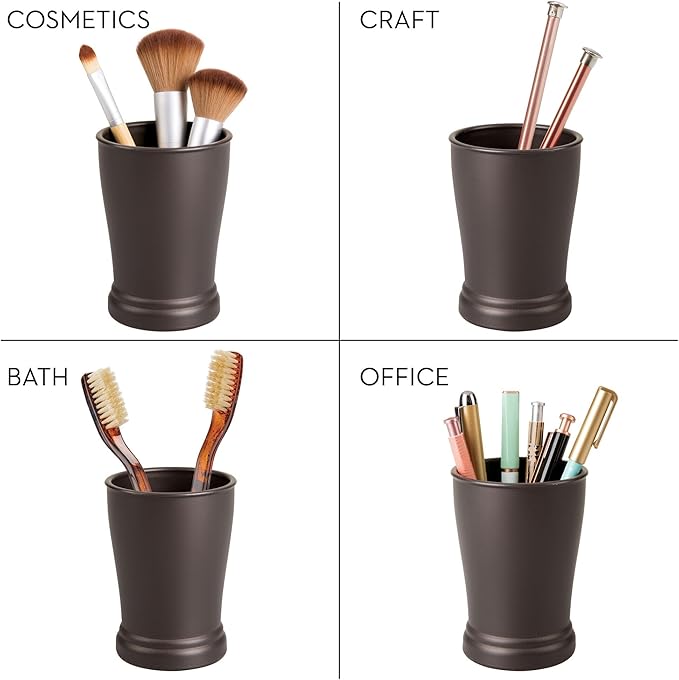 iDesign Plastic Bathroom Tumbler for Countertop or Vanity Storage - Set of 2 - Bronze