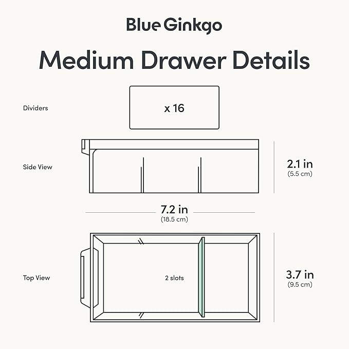 Blue Ginkgo Medium 16-Drawer Cabinet, Made in Korea, Blue