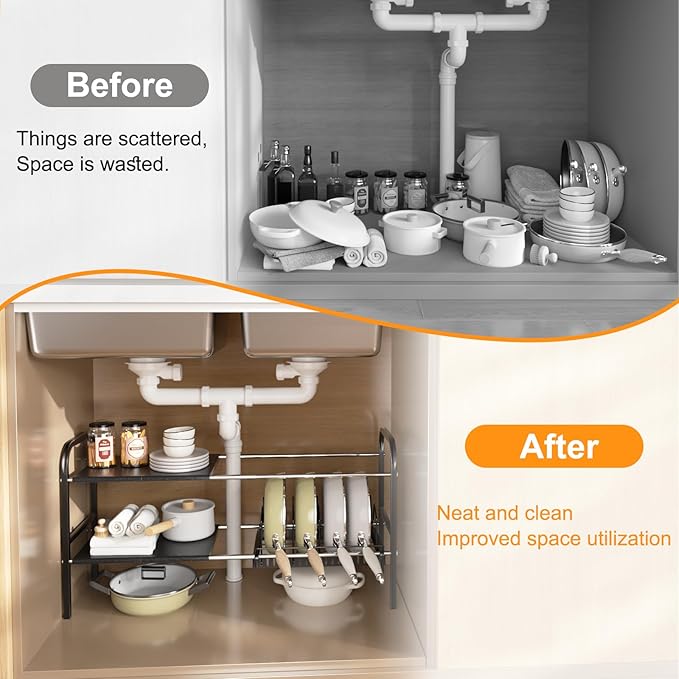 Under Sink Organizer 2 Tier Kitchen Storage Rack