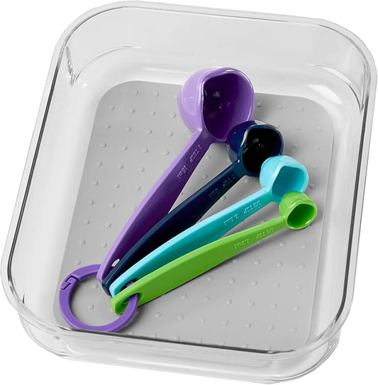 Madesmart Medium Clear Storage Bin Organizer, Premium Soft-Grip Lining