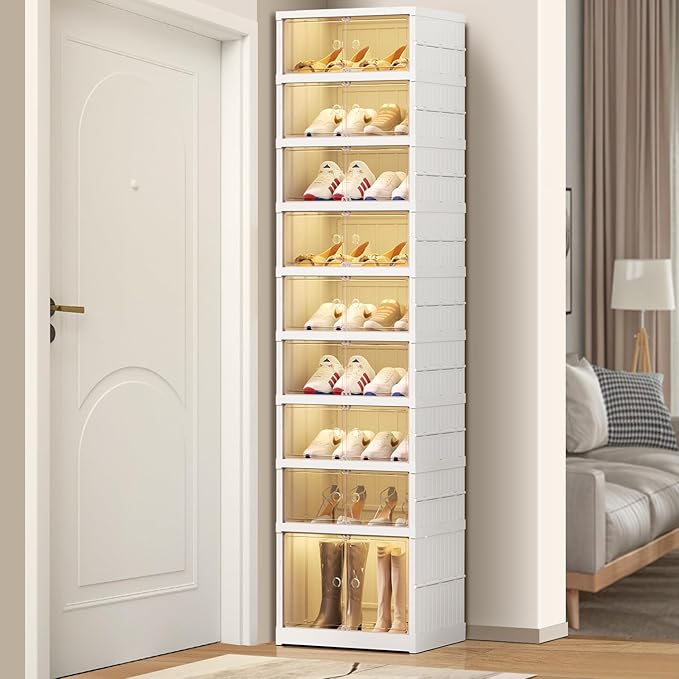 9 Tier Foldable Shoe Rack Organizer for Closet 18-36Pairs Plastic Collapsible