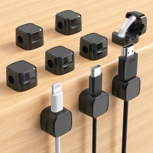 Magnetic Cable Clips, Adjustable Cord Holder Management, 9-Pack Black