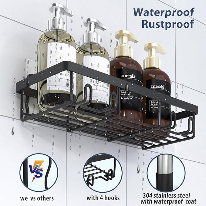 10 Pack Shower Caddy Organizer Rack Shelf for Inside Shower, Black