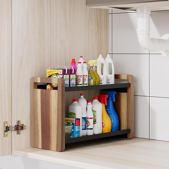 Bathroom Counter Organizer,Bathroom Counter Shelf,Bathroom Organizers,Under Sink Organizer,Cologne Organizer for Men,Cologne Cabinet,Spice Rack Organizer for Cabinet,Gifts(Acacia 2 Tier)