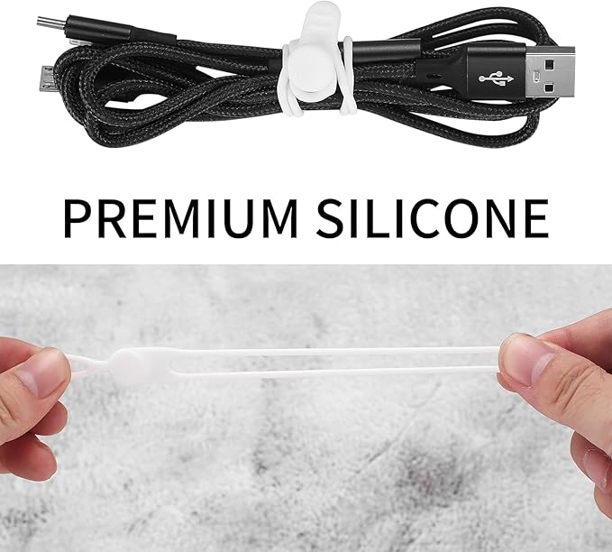 50 Pcs Silicone Cable Ties, Reusable Cable Straps Wire Organizer