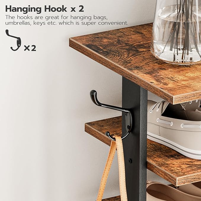 8 Tiers Vertical Shoe Rack, Rustic Brown BF750XJ01