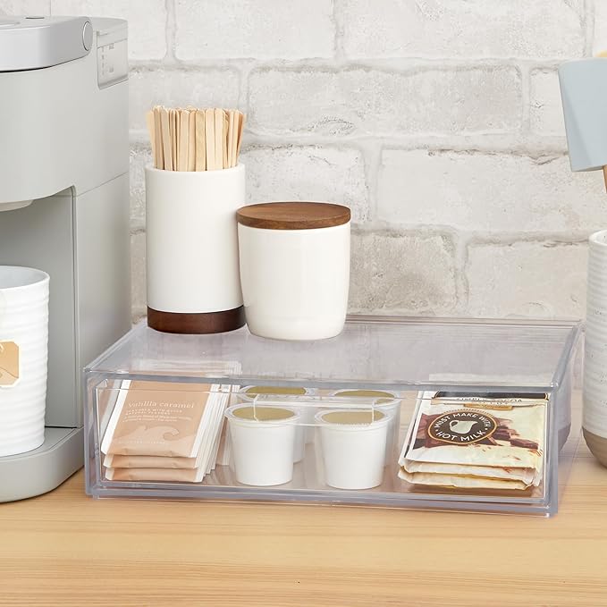 Audrey Stackable Clear Bin Plastic Organizer Drawer, Organize Eyeshadow Palettes