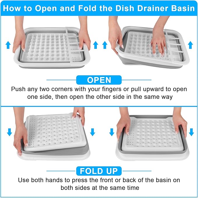 Collapsible Dish Drying Rack Portable Dish Drainers for Kitchen Counter