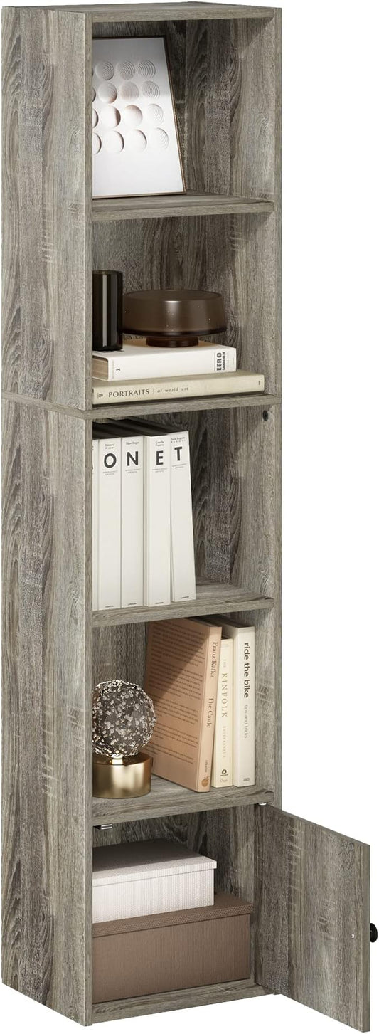 Furinno LUDER Book Shelf, 5-Tier Modern Bookshelf, French Oak