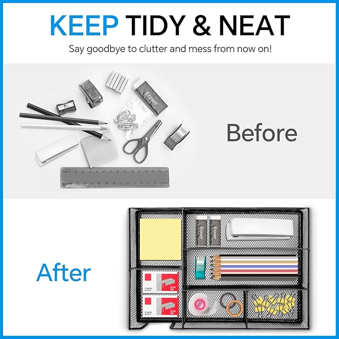 Desk Drawer Organizer, 12.6x8.27x1.6 in