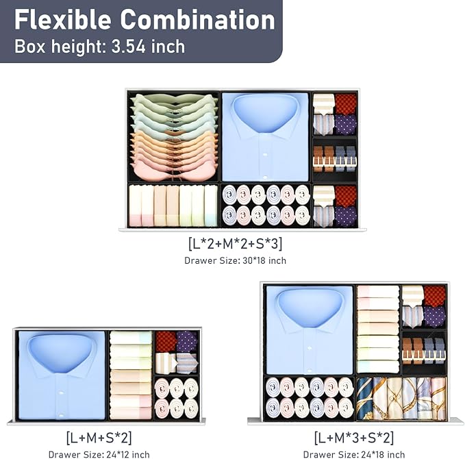 DIMJ Drawer Organizer Clothes Storage - 24 Pack Baby Dresser Organizer for Nursery Closet Organization, Fabric Drawer Organizer Bins for Underwears Socks Bras, Foldable Storage Dividers for Bedroom
