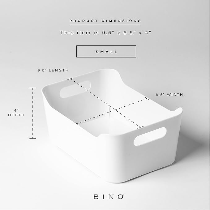Plastic Storage Bins, Small 2 Pack, White, THE SOHO COLLECTION