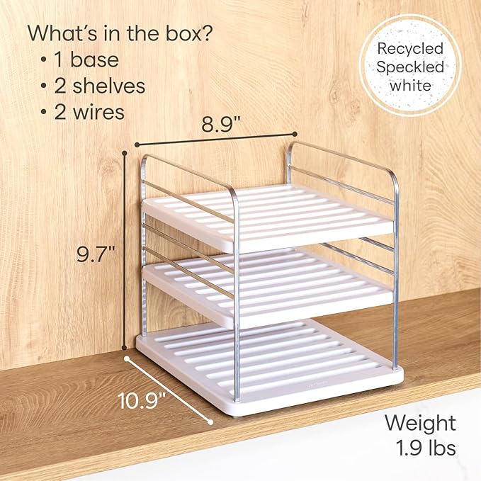 YouCopia UpSpace Cabinet Box Organizer, Adjustable Kitchen Pantry Shelf for Plastic Wrap and Foil Storage, Small Premium Edition
