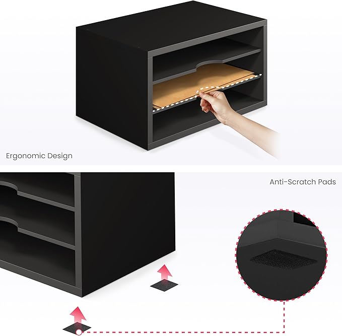 File Organizer, 3-Tier Document Paper Sorter, Black