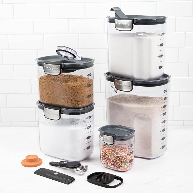 ProKeeper+ Airtight Food Storage Container Set, Grey, 9-Piece