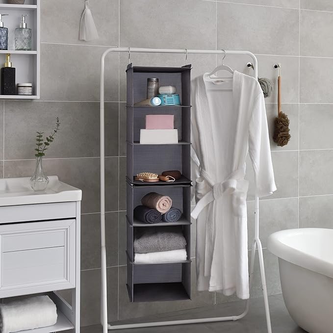 SAYS 6-Shelf Hanging Organizer for Closet, Ash Gray