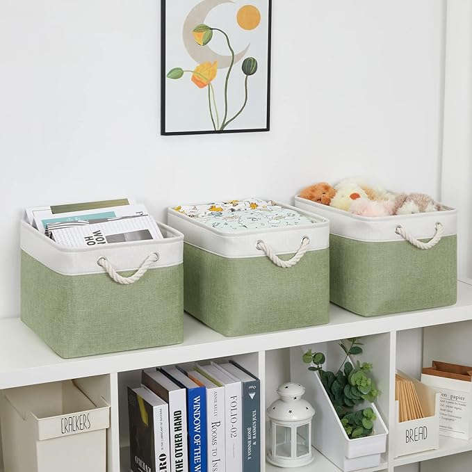 Bidtakay Large Fabric Baskets for Organizing [3-pack] Closet Organizers