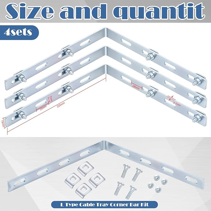 4 Pcs Wire Mesh Cable Tray Corner Bar L Type Cable Tray Corner Bar Kit