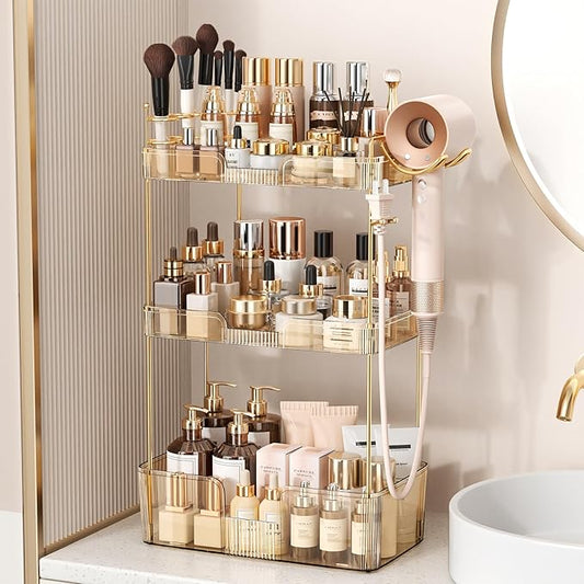 Bathroom Counter Organizer for Vanity, Gold, 3Tiers