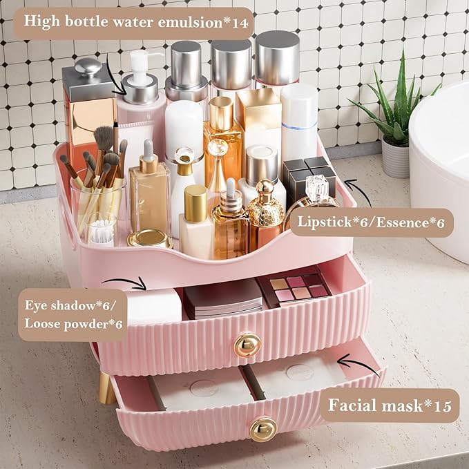 Makeup Organizer Countertop, Pink