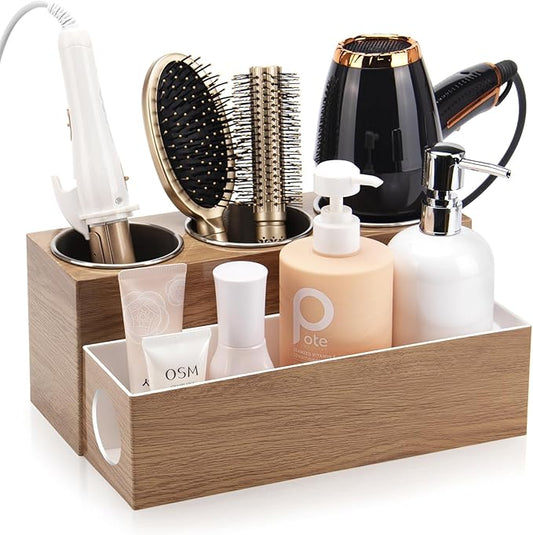Hair Tool Organizer, Bathroom Vanity Organizers and Storage, Wood
