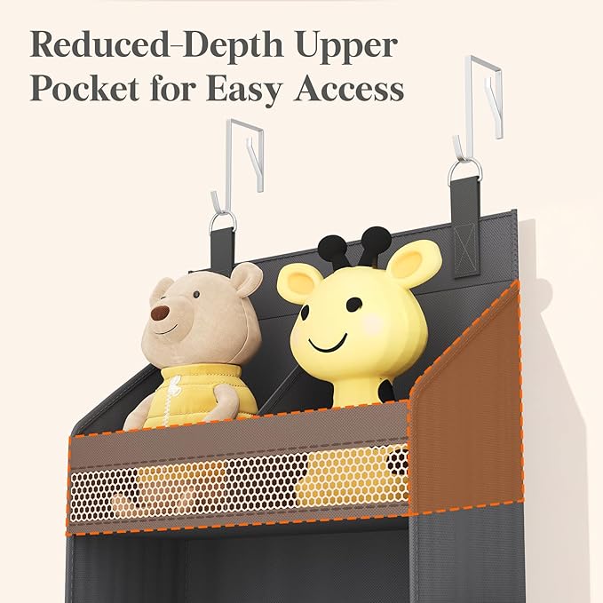 5 Tier Over the Door Diaper Organizer for Nursery, Gray