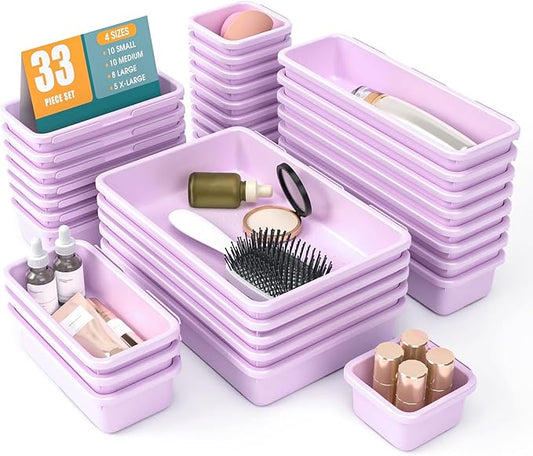 33 PCS Drawer Organizer Set, Purple