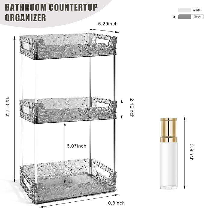 3-Tier Bathroom Counter Organizer Countertop Storage, Grey
