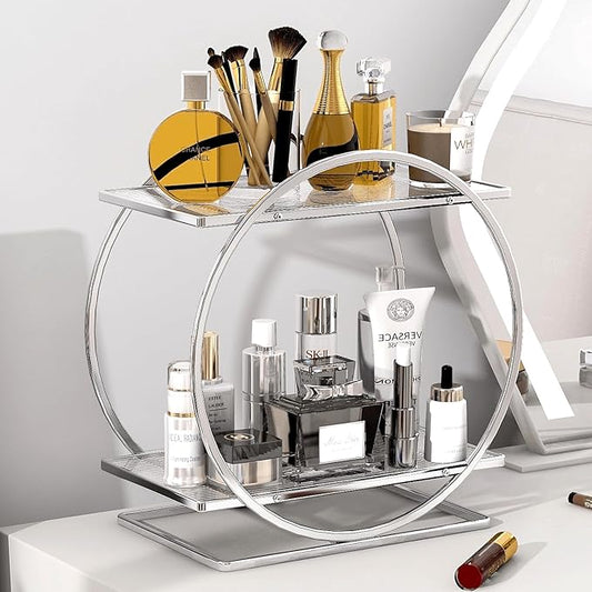 Perfume Organizer for Bedroom Dresser- Sliver Makeup Organizers for Vanity