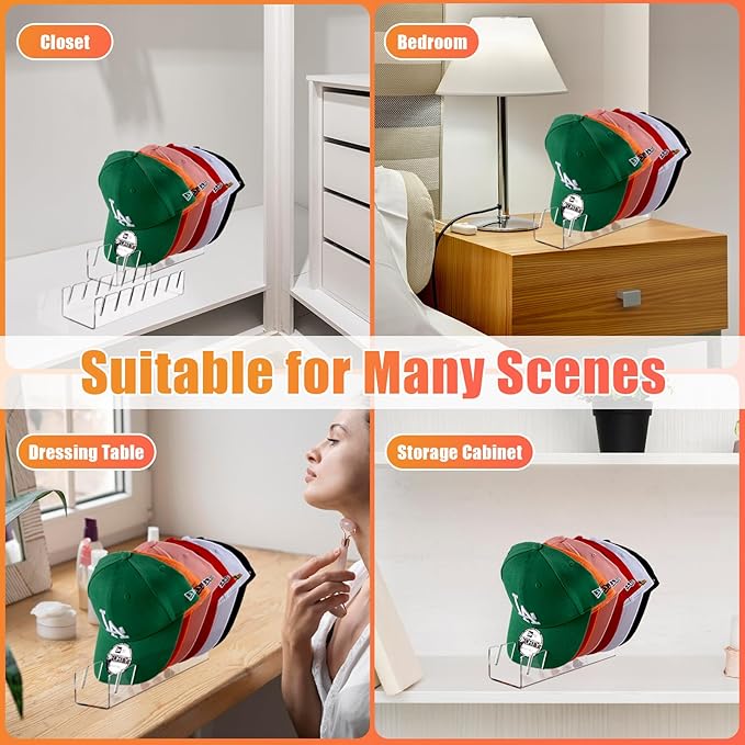 Hat Stand for Baseball Caps, Clear-4Pack