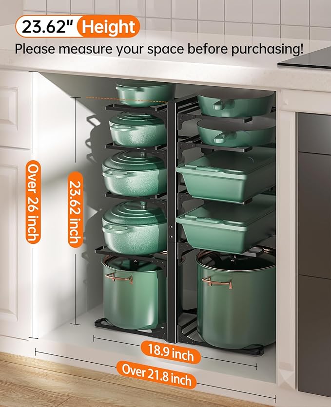 Pots and Pans Organizer under Cabinet 23.62" Height