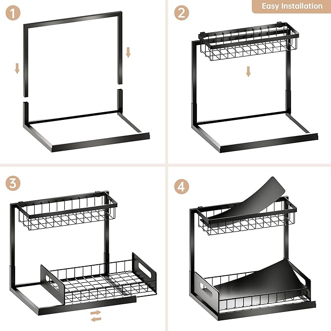 Under Kitchen Sink Organizer 2 Tier, Pull Out Under Sink Organizers and Storage