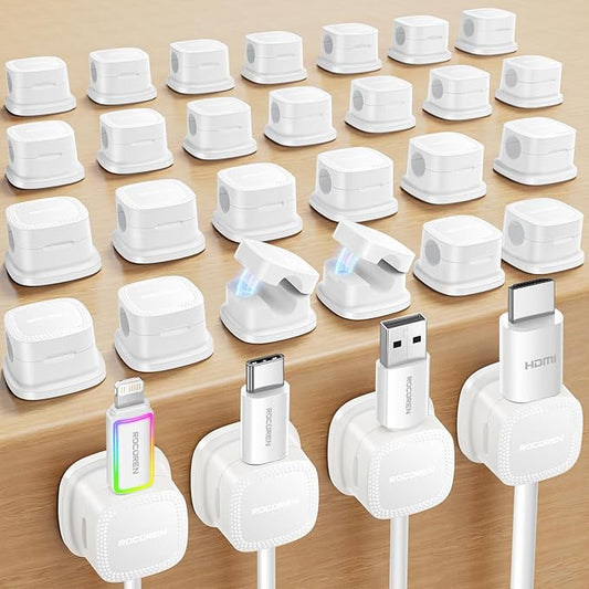 30 Pack Cable Management Cord Organizer, Magnetic Cable Clips-1s Lock