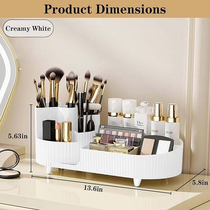 Rotating Vanity Organizer with Brush Holder