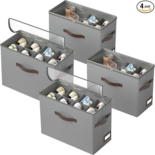 4 Pack Shoe Organizer for Closet, Grey