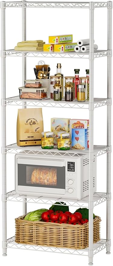 Golpart 5 tire Shelves Storage Wire Shelving Unit Metal Shelf Adjustable Organizers Storage Shelving for Bathroom Laundry Room Kitchen Pantry12”D x 22”W x 69”H White