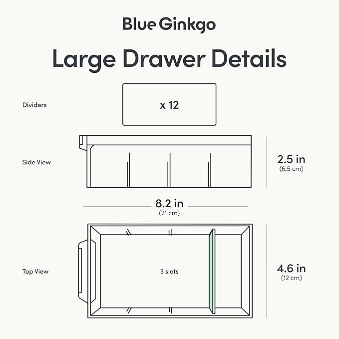 Blue Ginkgo Large 12-Drawer Cabinet, Made in Korea, Blue