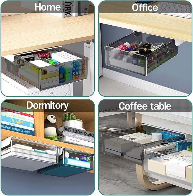 Under Desk Table Drawer Storage Organizer Slide Out