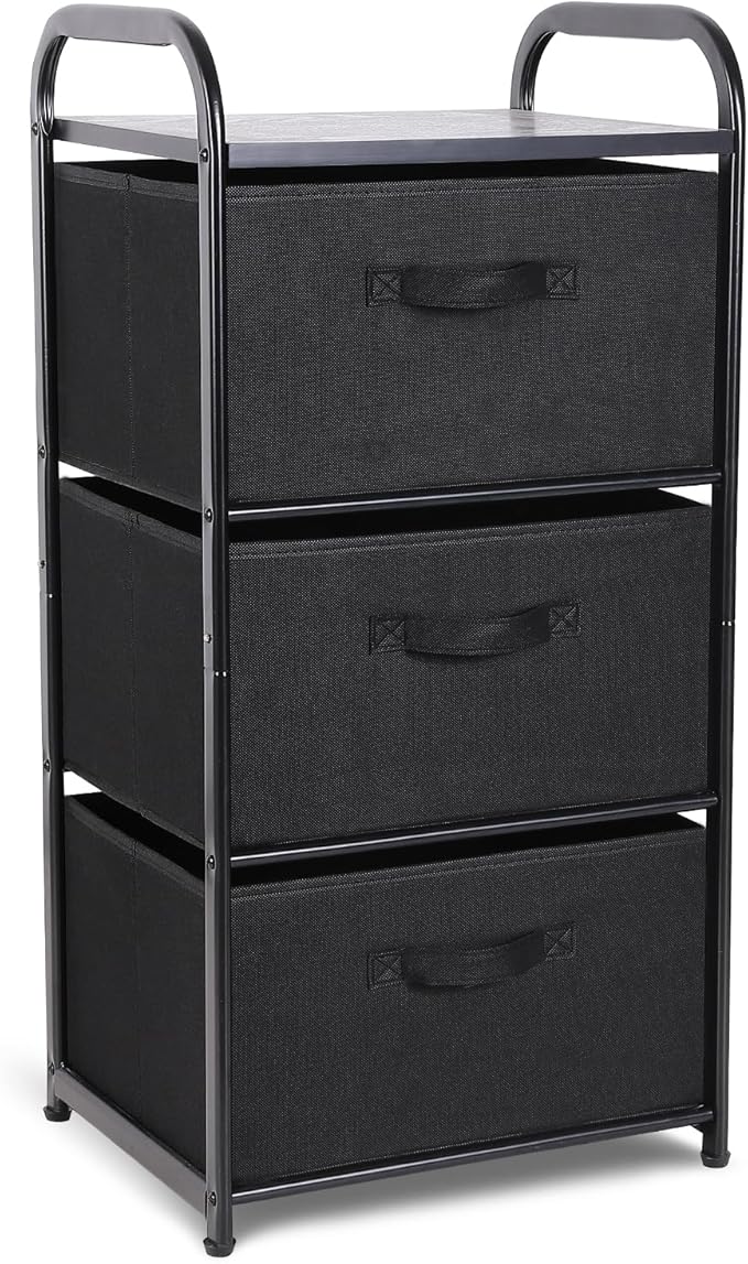 Houser Dresser Storage with 3 Easy Pull Fabric Drawers, Fabric Dresser Tower
