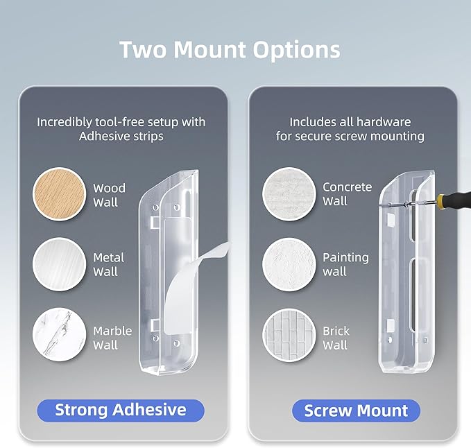 ELETIUO Clear Wall & Under Desk Laptop Mount Holder–Adhesive & Screw in,1.02"/ 26 mm,Anti-Scratch Pads,Universal for MacBooks,Surface,Keyboards,Tablets,Switch &More