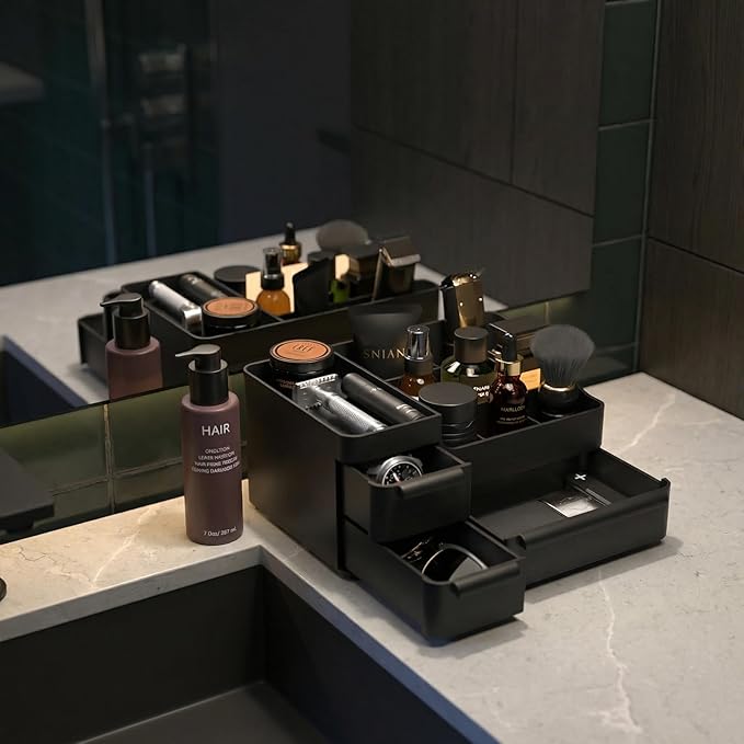 Mens Bathroom Organizer for Cologne, Perfume Stand with Drawers
