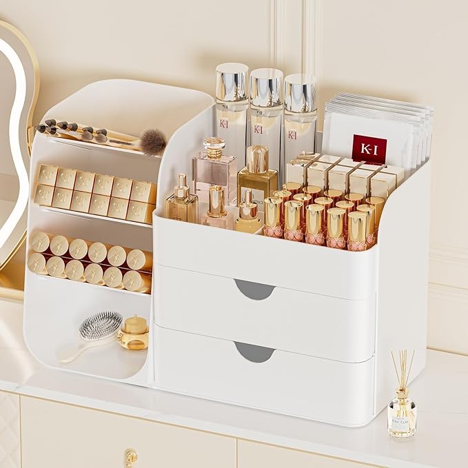 Makeup Organizer with Drawers, All Green
