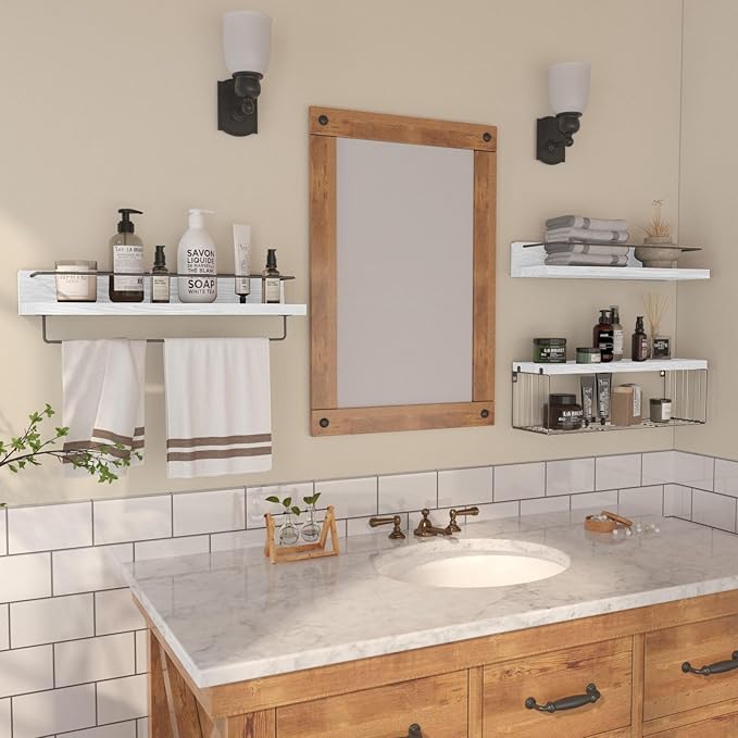 22.5 inches Bathroom Shelves Over Toilet for Wall, White and Grey