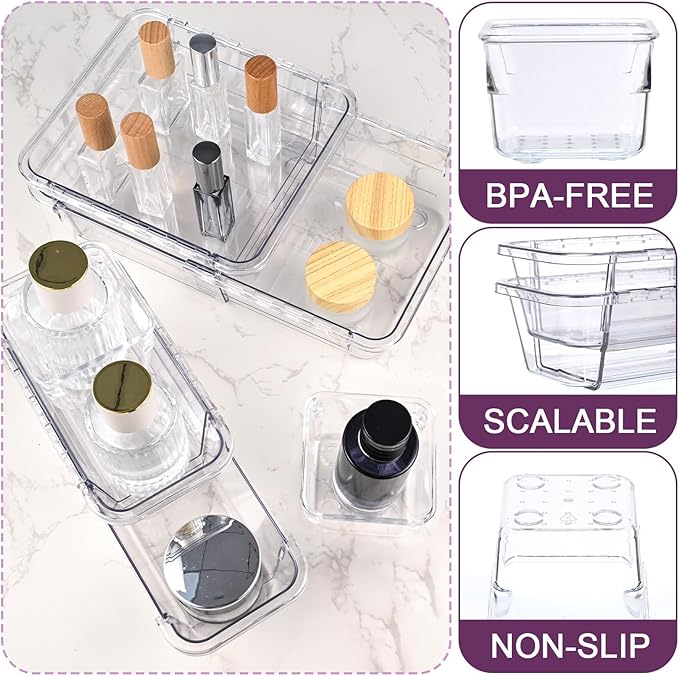 25 Pcs Clear Drawer Organizer, Adjustable Drawer Storage Box