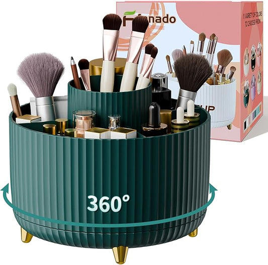 Fanado 360° Rotate Makeup Brush Holder Organizer, Green
