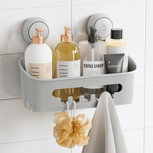 Shower Caddy Suction Cup, Heavy Duty Bathroom Organizer, Gray