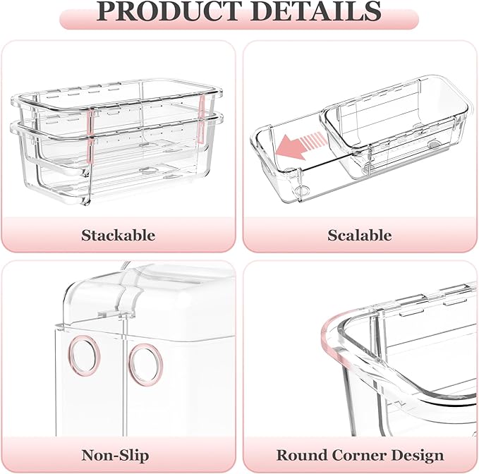 16 Pcs Clear Extendable Drawer Organizer