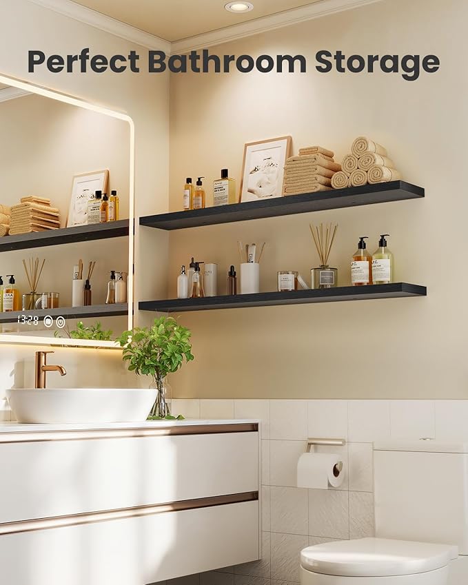 HOMEFURNISHING Floating Shelves, Wall Shelves for Living Room, Bedroom, Bathroom