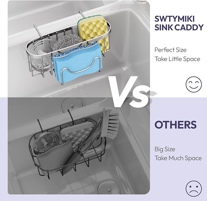 Sponge Holder for Kitchen Sink, Silver L